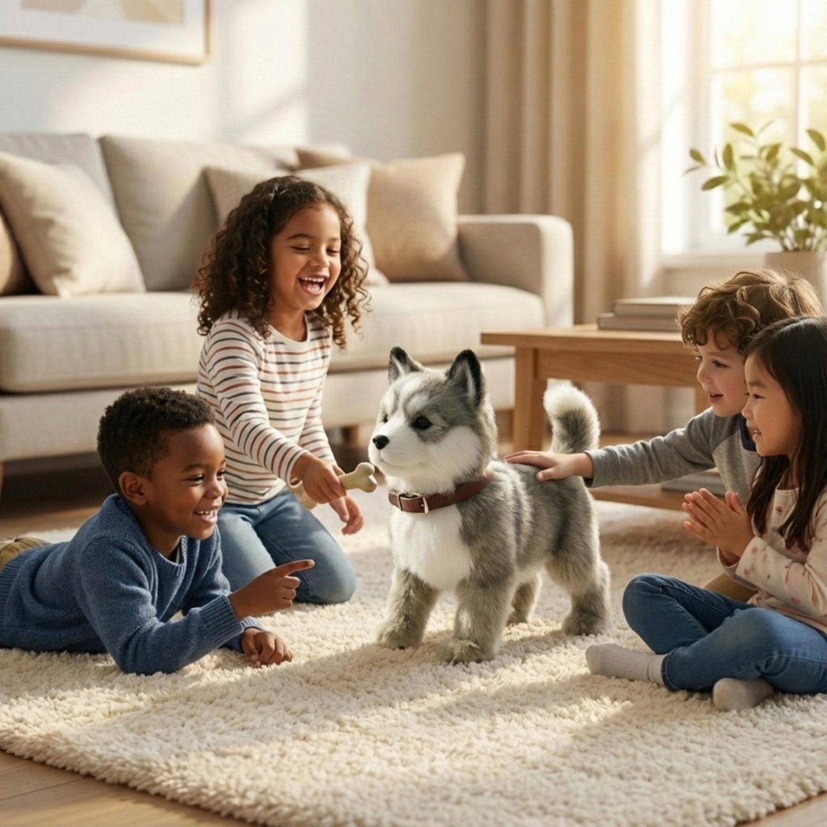 Interactive Walking Husky Puppy – Realistic Barking & Moving Electronic Robot Dog Toy