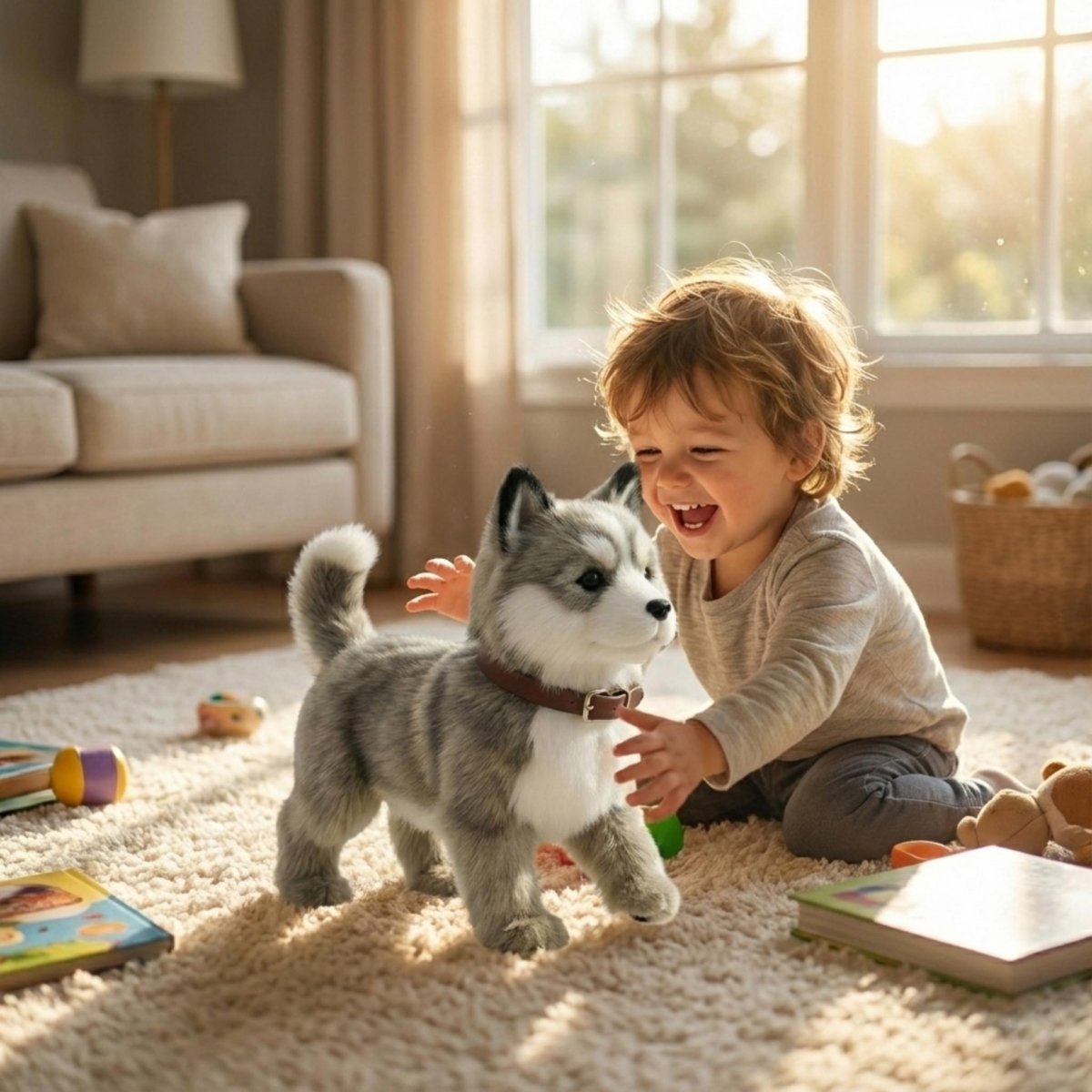 Interactive Walking Husky Puppy – Realistic Barking & Moving Electronic Robot Dog Toy