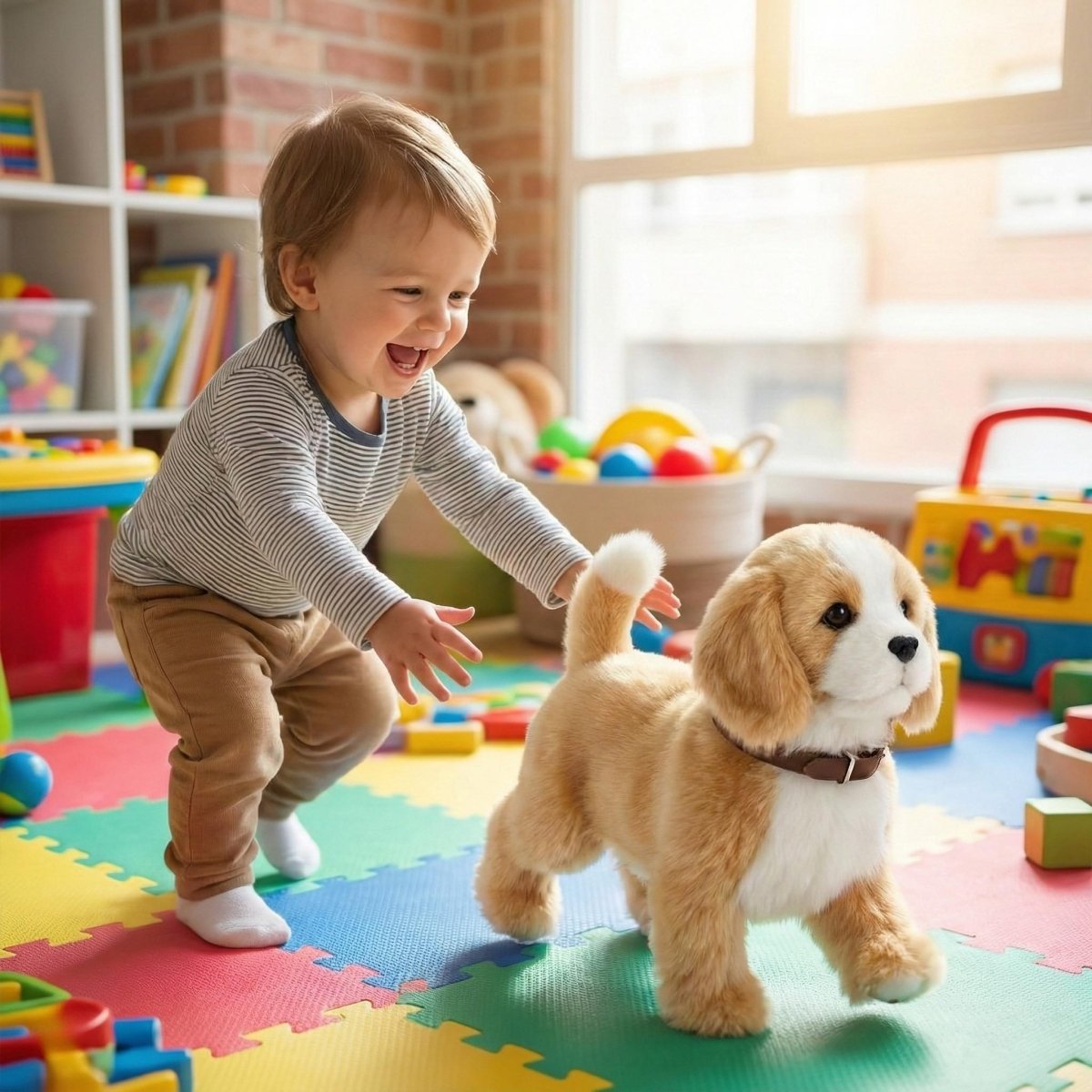 Realistic Beagle Puppy Toy – Interactive Walking, Barking & Wagging Electronic Pet