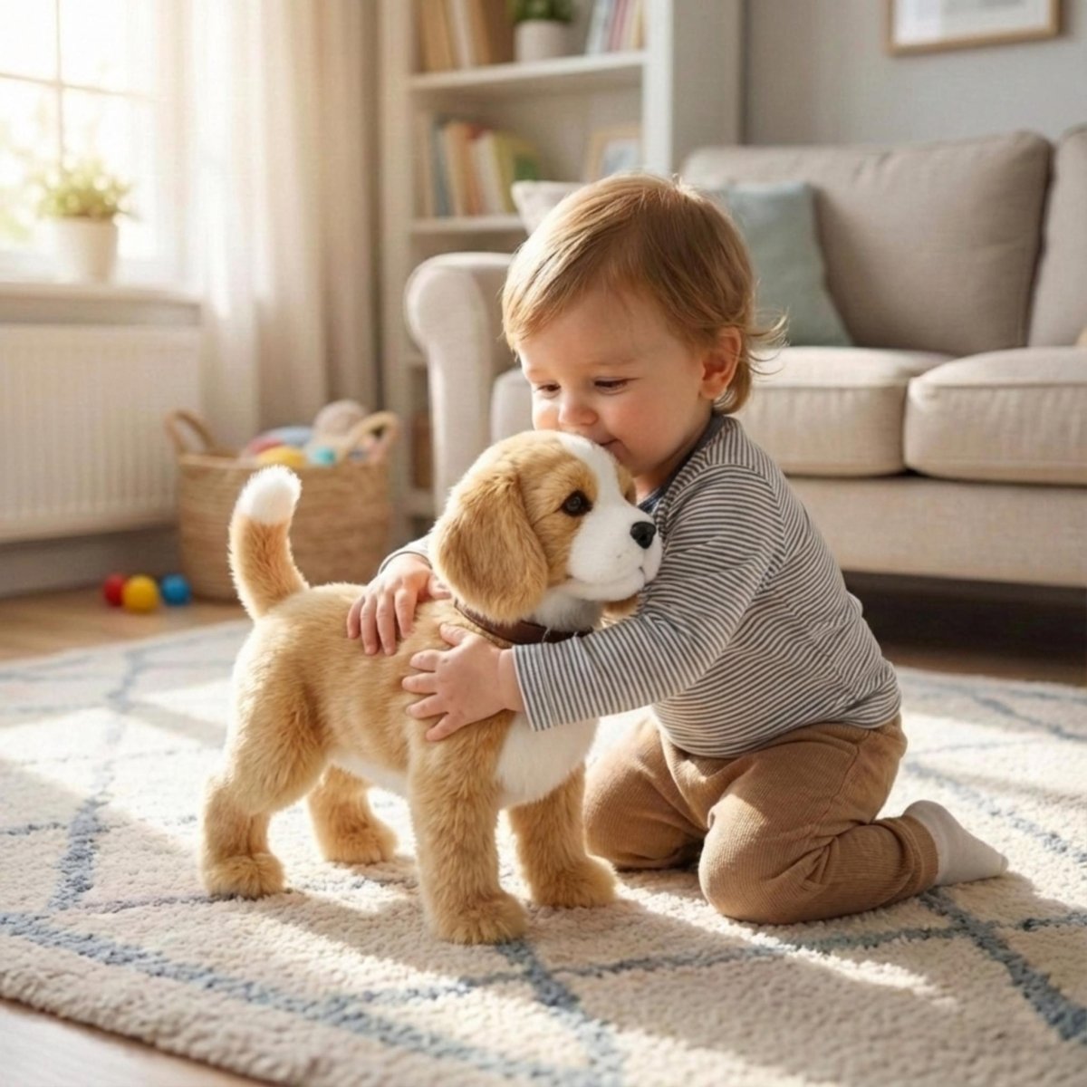 Realistic Beagle Puppy Toy – Interactive Walking, Barking & Wagging Electronic Pet