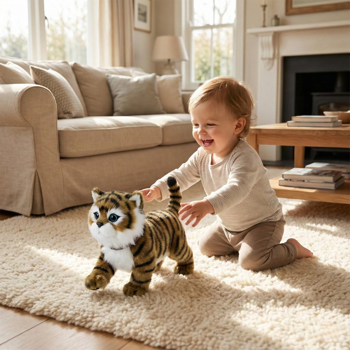 Realistic Interactive Robot Tiger Cub – Walking & Meowing Electronic Pet Kitten Toy