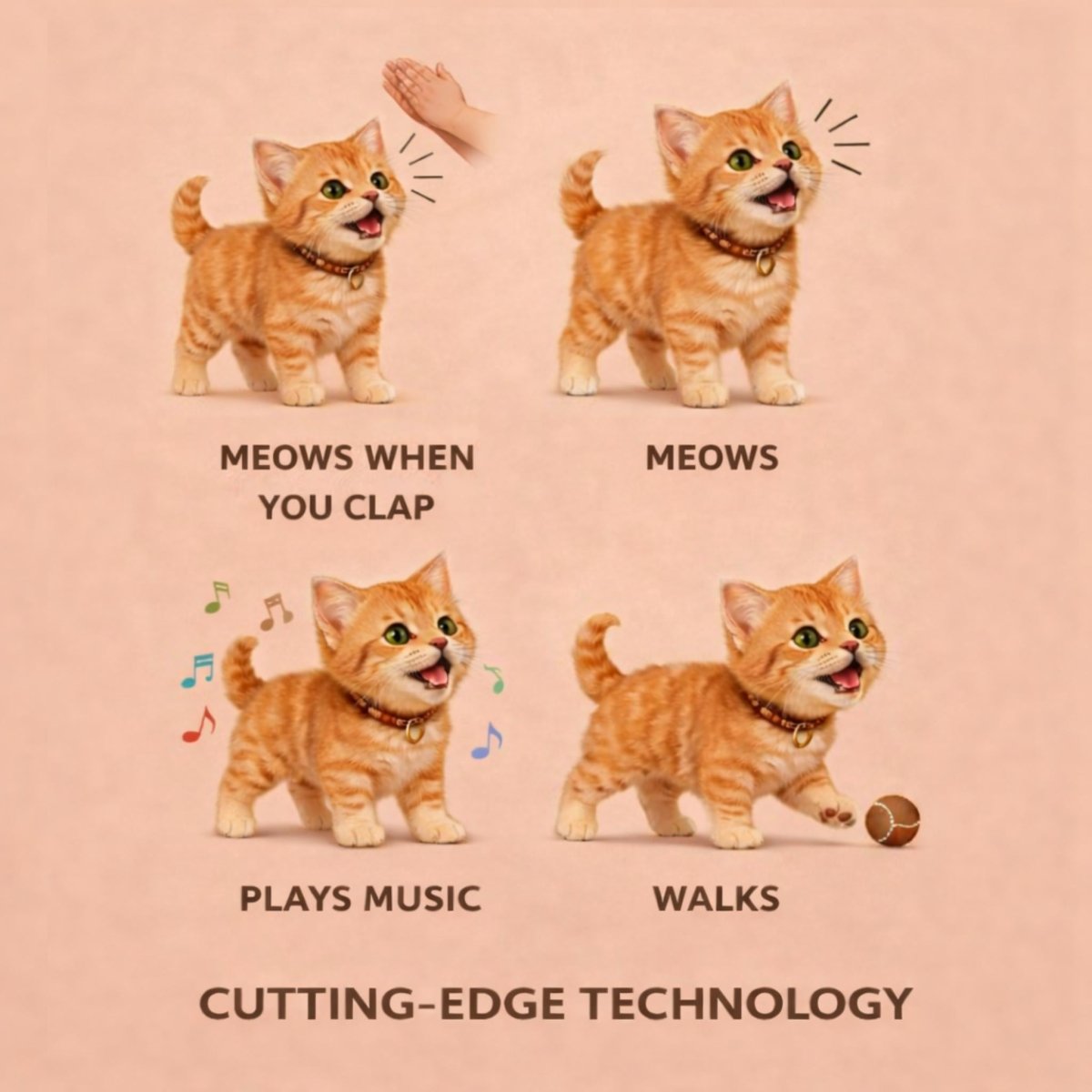 Realistic Interactive Orange Tabby Robot Kitten – Walking & Meowing Electronic Pet Toy