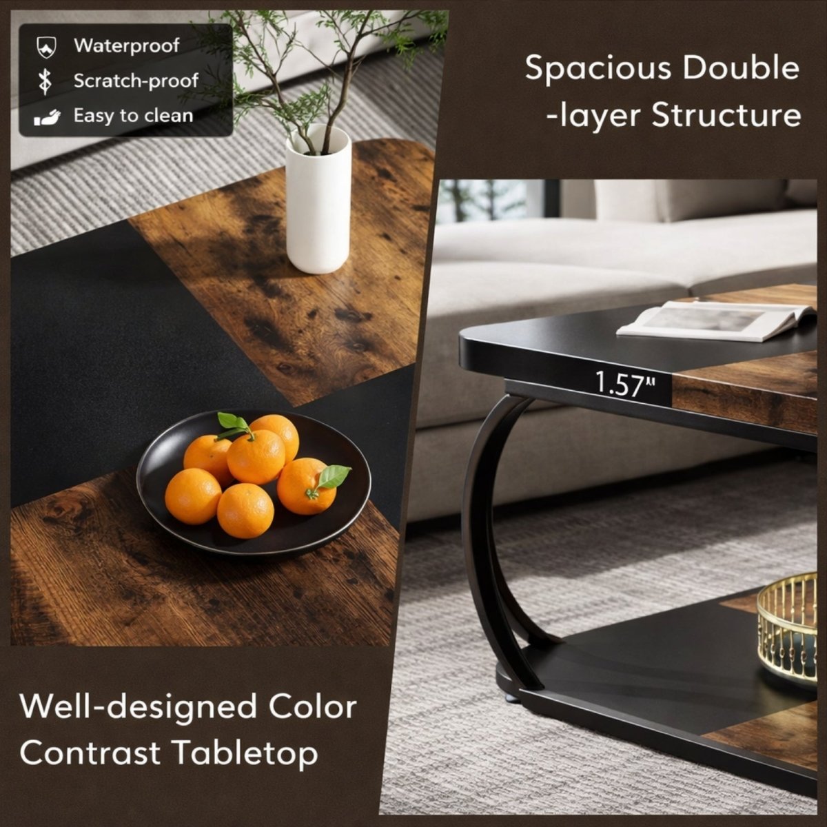 The Hudson Block Coffee Table | Industrial-Rustic Tiered Square