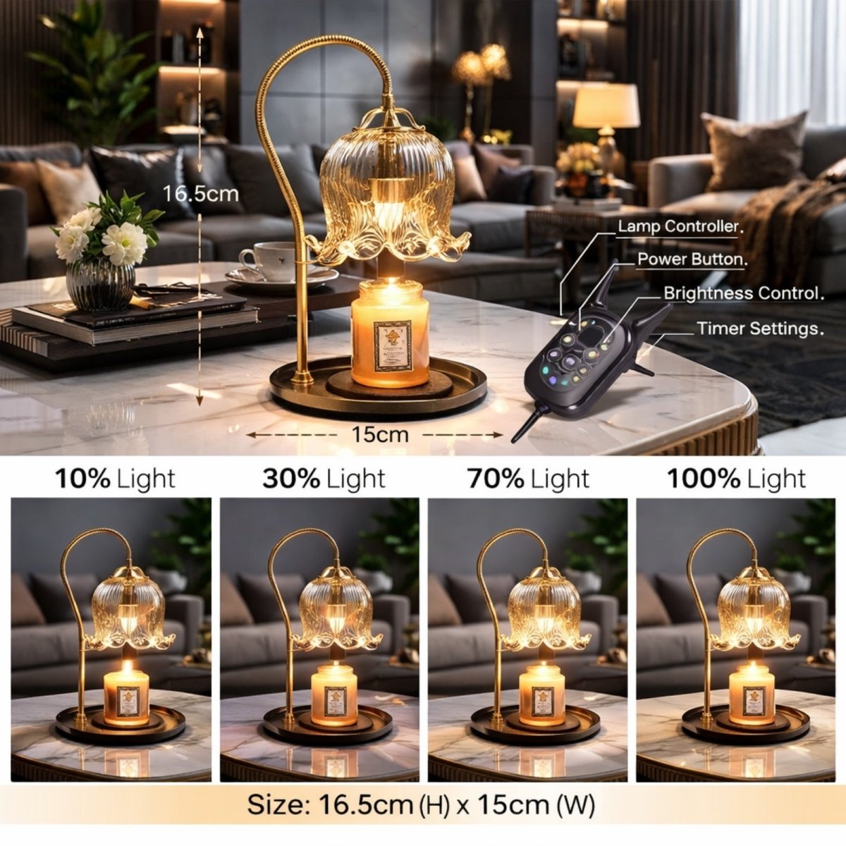 The Aurelia Glow Lamp | Marble & Brass Botanical Warmer