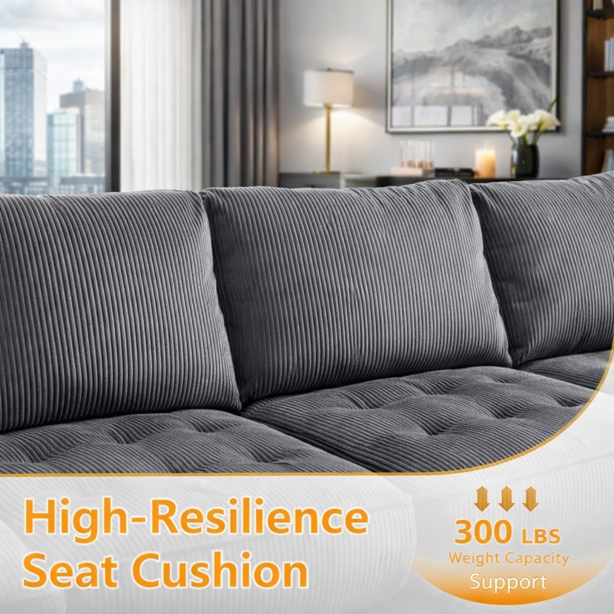 The Loft Modular Collection | Deep-Corduroy Cloud Sectional