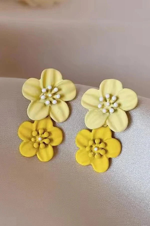 Flower Dual Tone Earrings