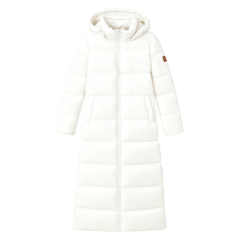 quilted outerwear," "thermal insulation," "cold weather essential," "winter parka," and "elegant down coat