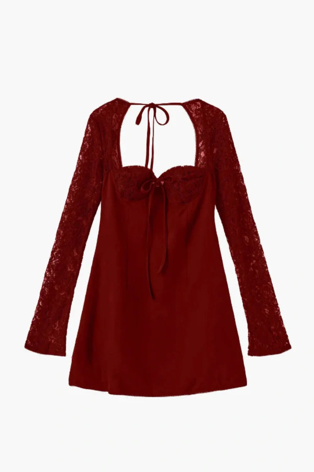 romantic cocktail dress, sweetheart neckline dress, open back lace dress, going out dress, crimson red dress
