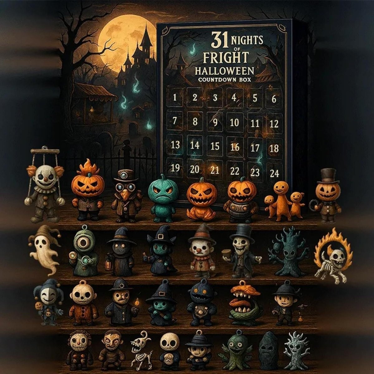 Halloween Advent Calendar with 31 Spooky Surprise Toy Figurines