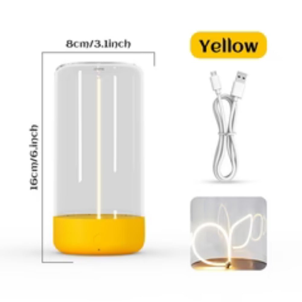 ambient lighting", "warm glow lamp", "minimalist home decor", "touch control light", "USB-C lamp", "portable centerpiece", "breathing light mode", "sculptural lighting", "hygge decor