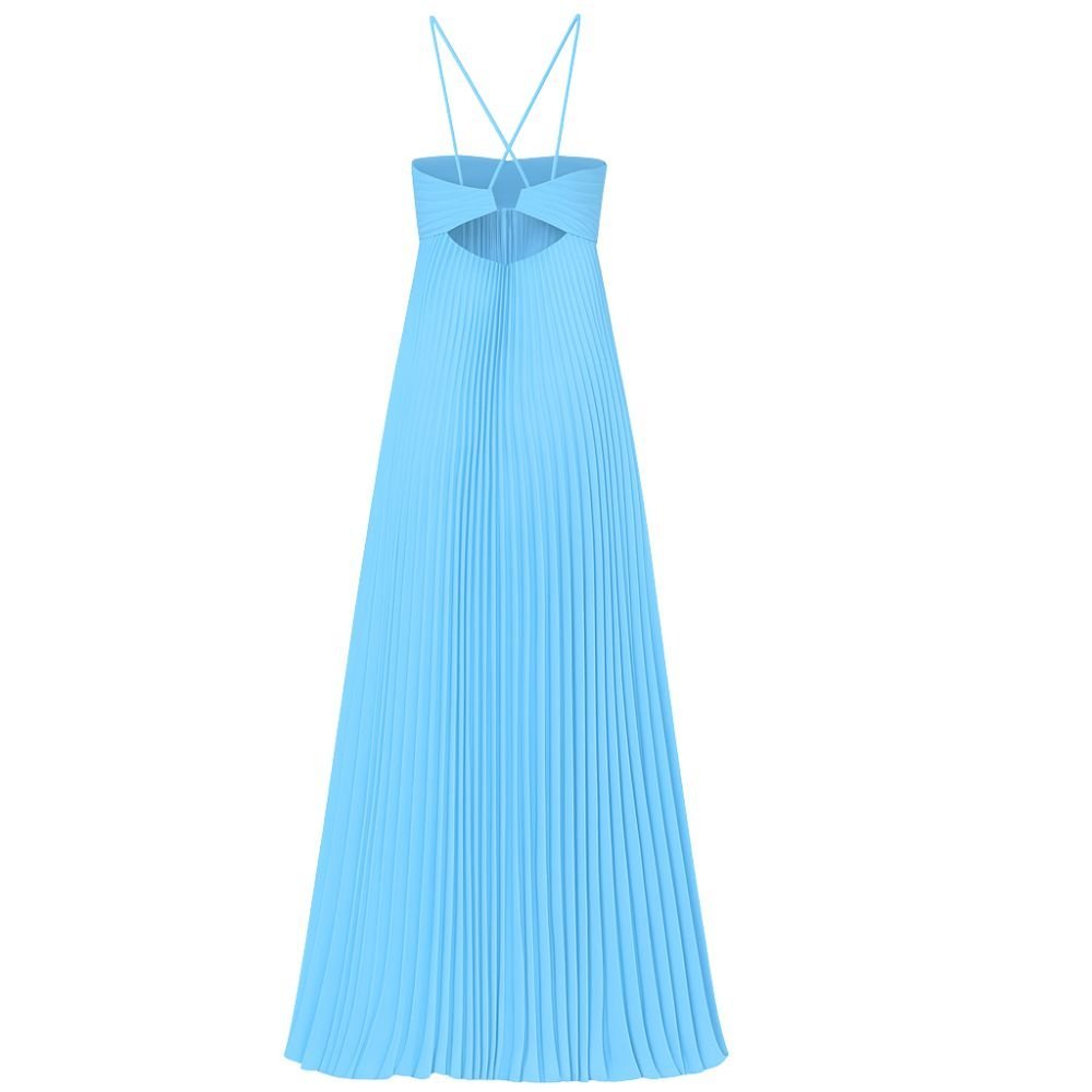 Kouvr Pleated Halter Maxi Dress Back View