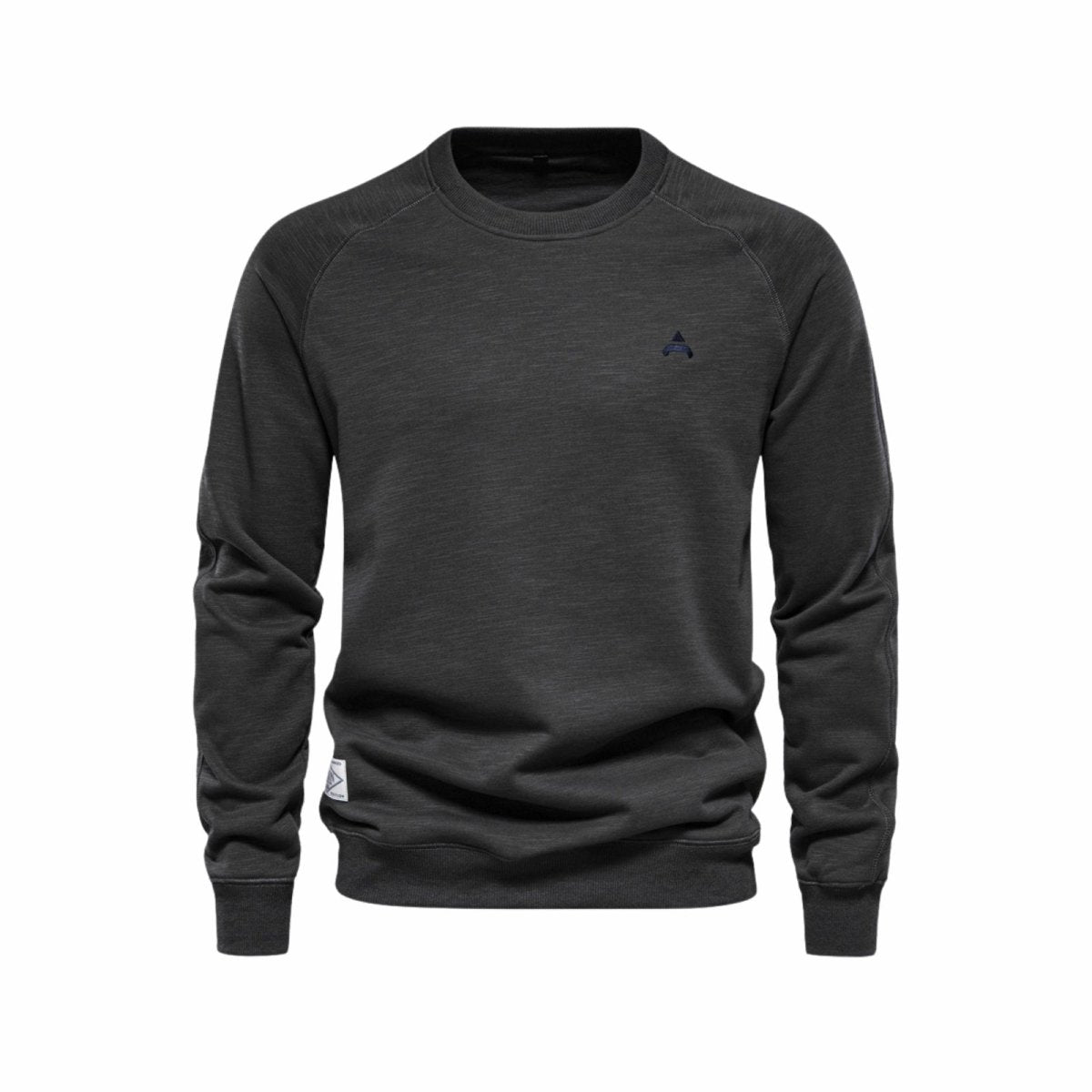 Product-only view of the Kouvr Deacon men's crewneck sweatshirt in a heathered dark grey.