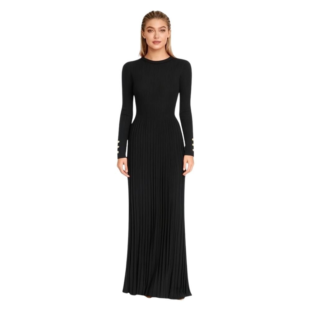 black knit midi dress long sleeve Dannah 20% polyamide The model