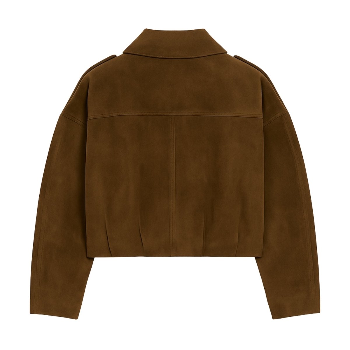 Kouvr Fashion cropped suede Keilani jacket in espresso brown.