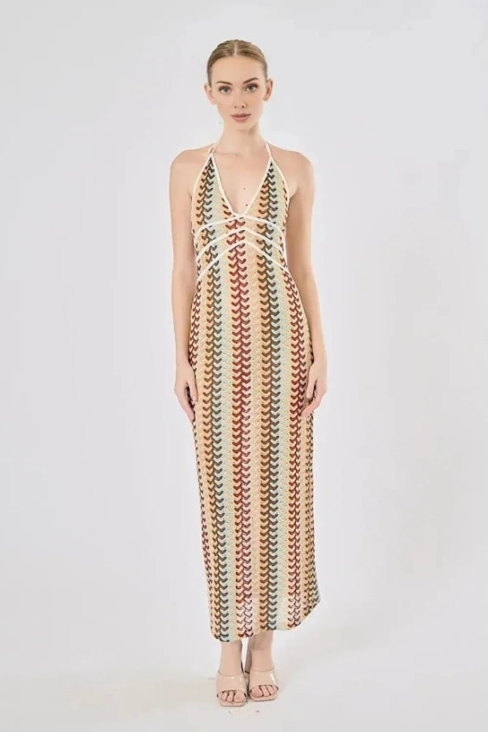 70s style maxi dresses 70s Halter Maxi Dress | S