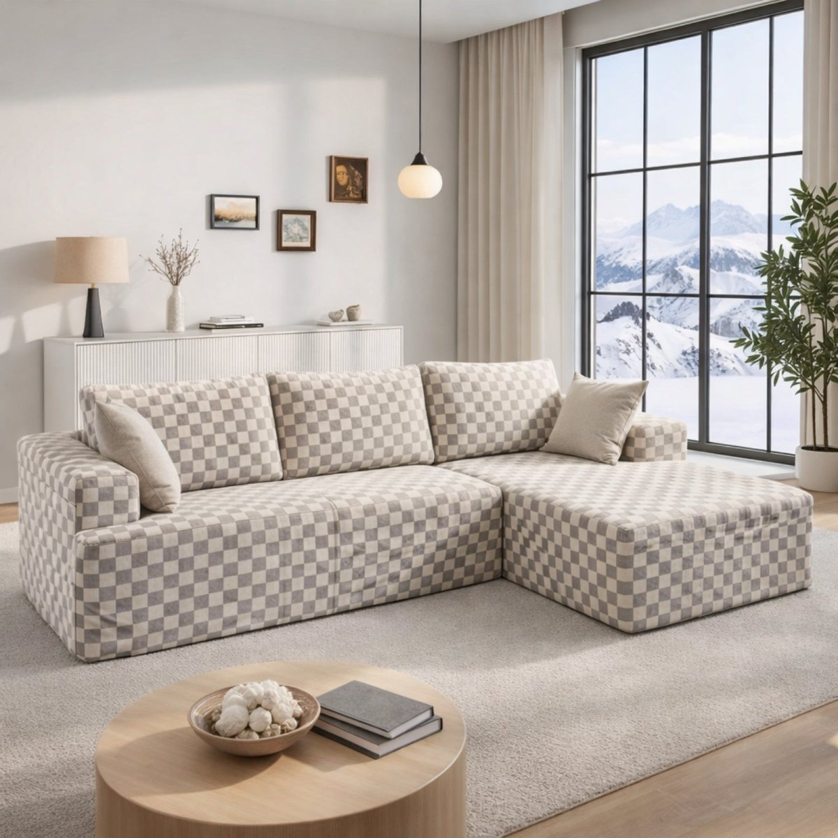 Grey corduroy cloud couch by Kouvr featuring non-slip bottom and armless design, suitable for luxury modern interiors.