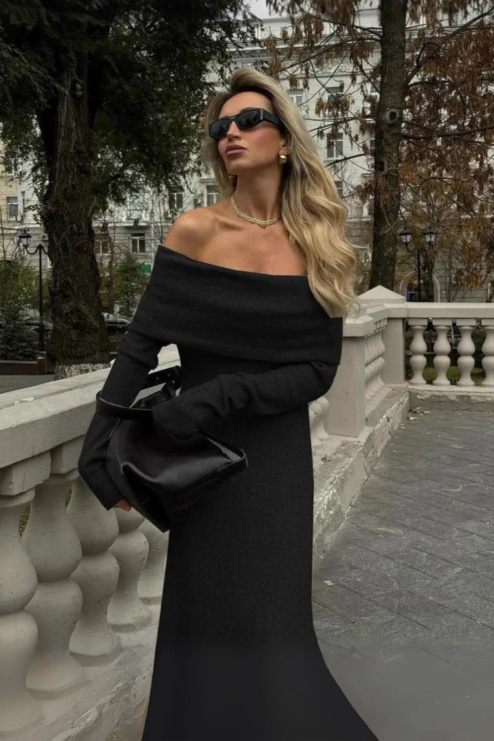 off the shoulder knit maxi dress Gray Off-Shoulder Sweater Dress for Women | Long Sleeve Ribbed Knit Maxi Dress - Elegant Bardot Formal Winter Party Bodycon Gown