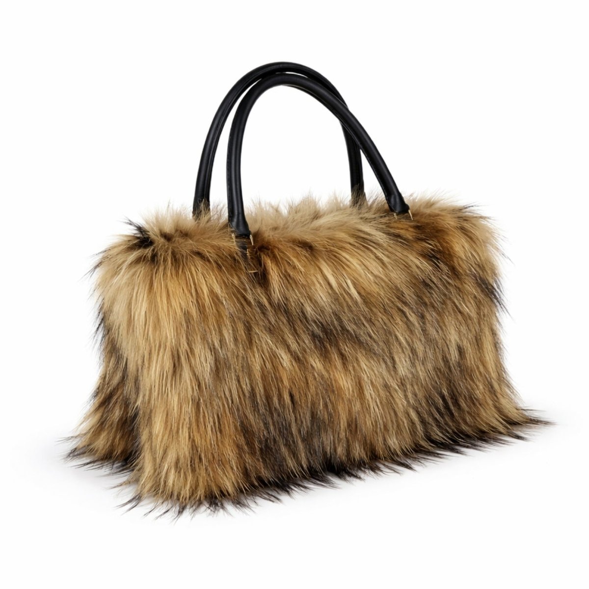 The Kouvr Juliana Luxe Faux Fur Tote Bag in a multi-tonal brown ombre, shown on a white background.