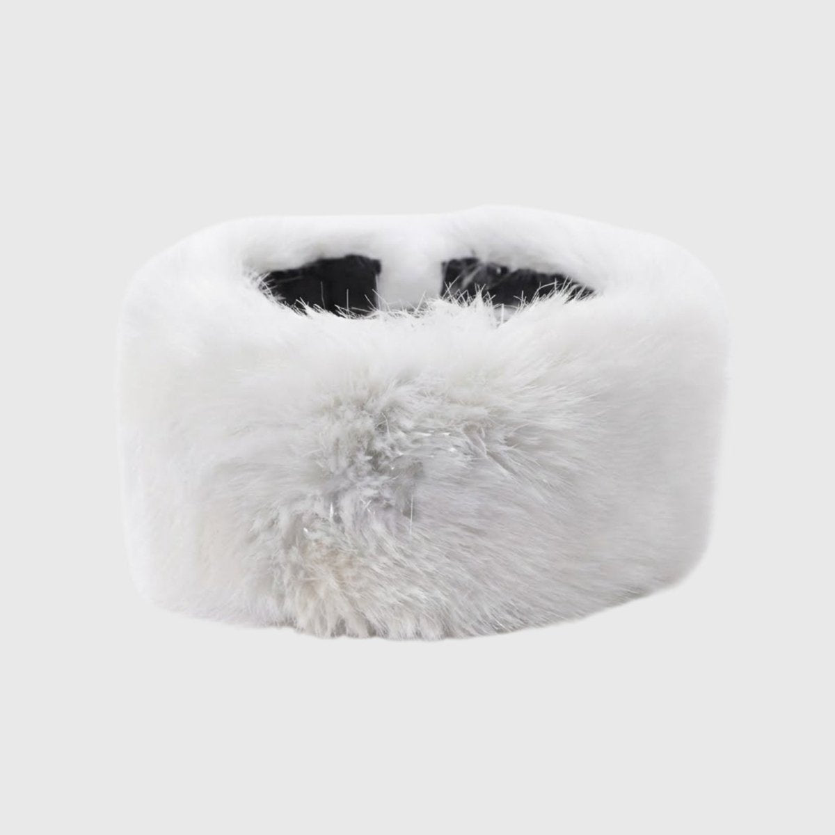 Product-only shot of the Kouvr Nancie soft white faux fur headband on a white background.