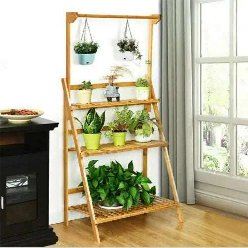 The Kouvr plant shelf placed next to a large, bright window, demonstrating its function for sun-loving indoor plants.