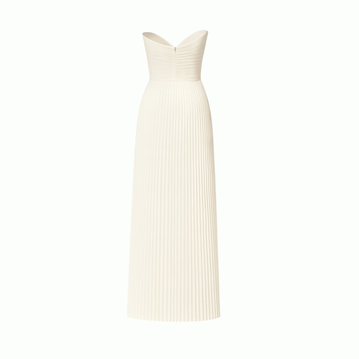 Ivory pleated dress on a white background