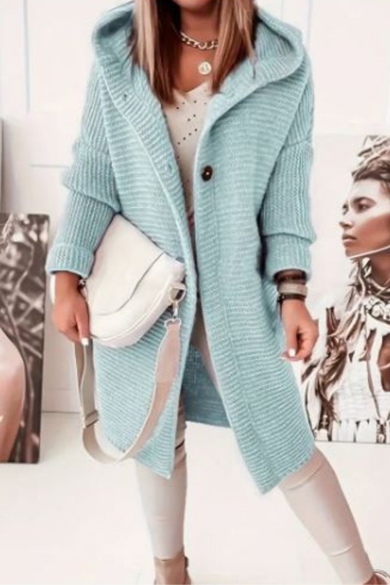 Ribbed duster cardigan
- Cozy loungewear coat
- Transitional spring outerwear
- Knee-length sweater jacket
- Luxury casual knitwear
- Minimalist hooded sweater