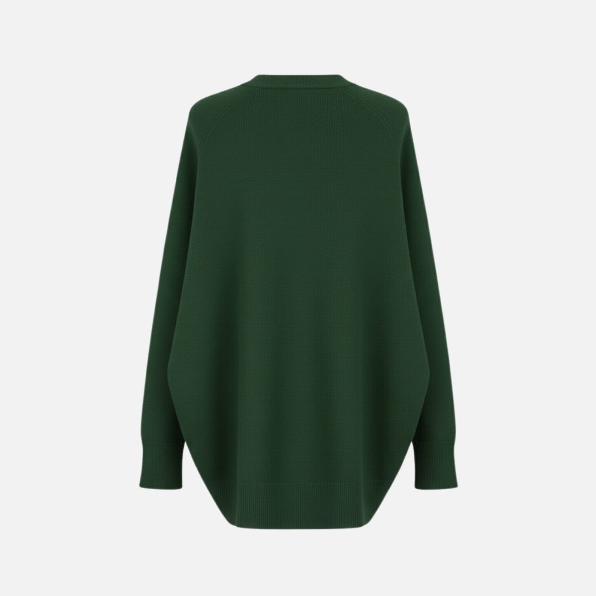 Flat lay showing the back and fine-gauge knit texture of the Tina Oversized Sweater by Kouvr Fashion.