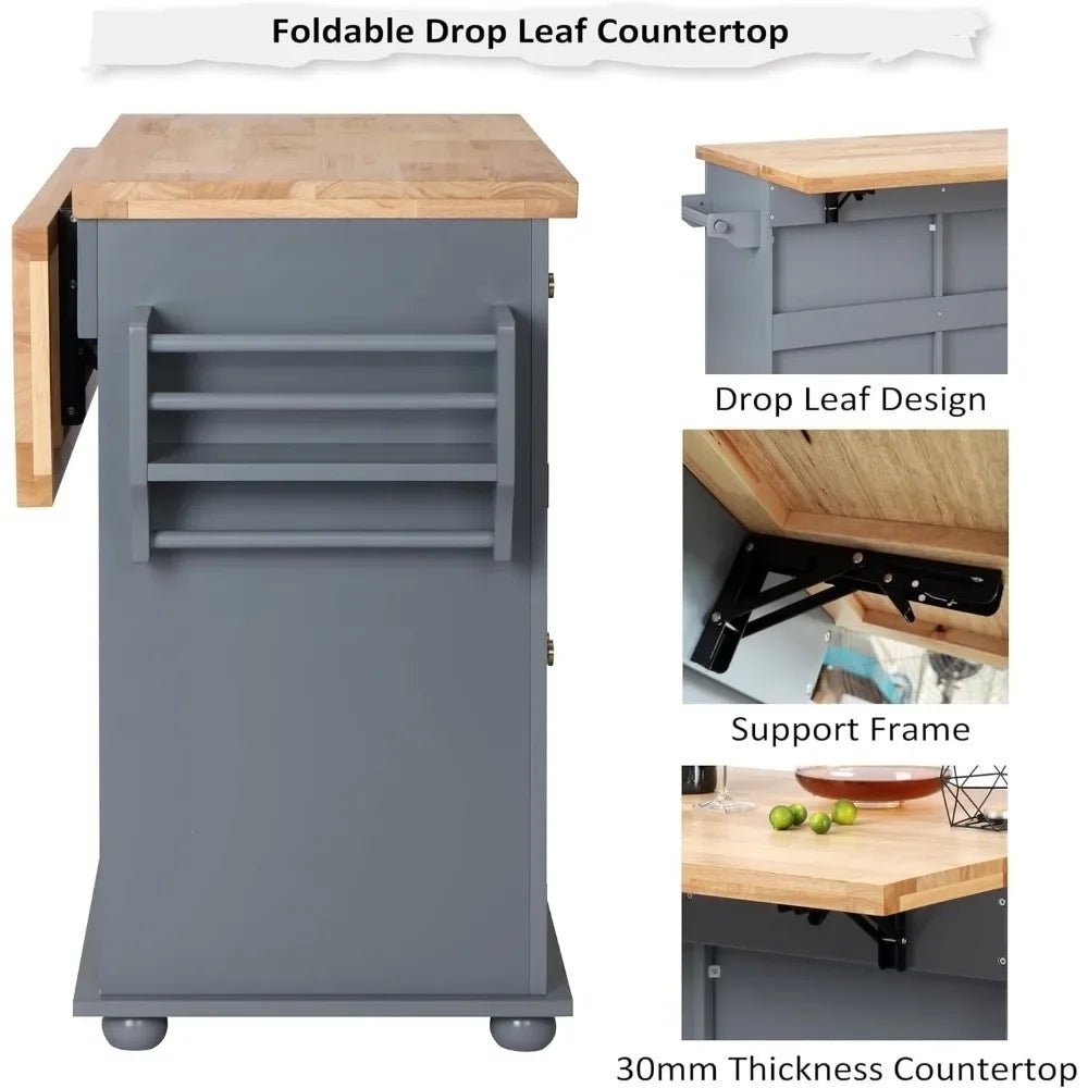 butcher block top," "kitchen prep station," "freestanding kitchen cabinet," "serving trolley," "small space kitchen solution