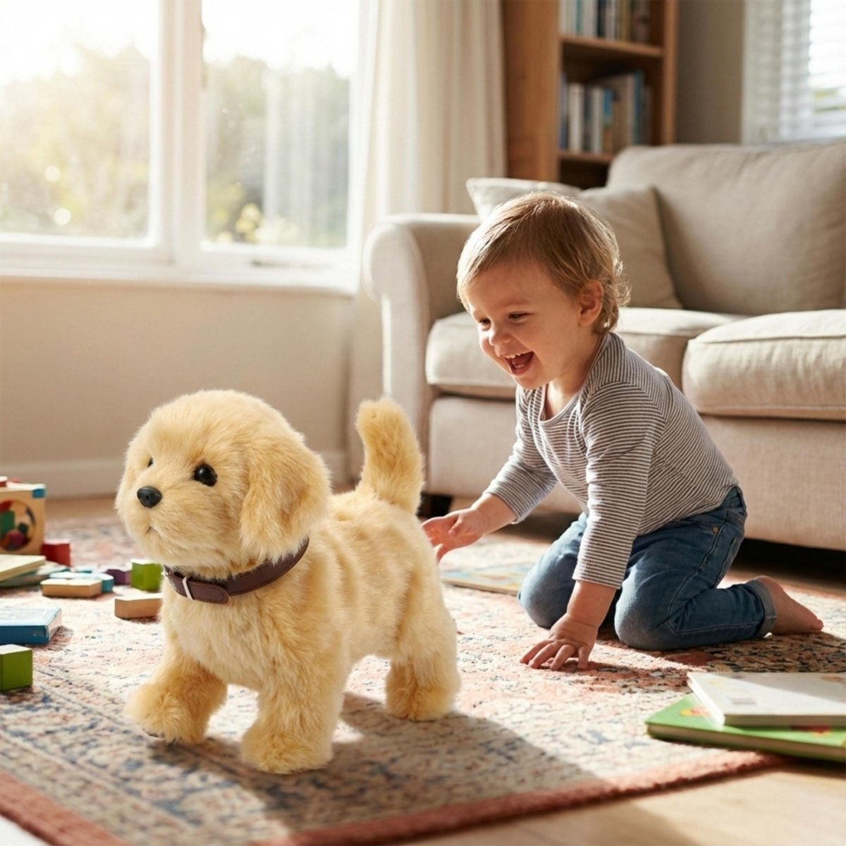 Interactive Electronic Plush Gold Retriever Puppy  – Realistic Toy Puppy Gift for Kids 3+