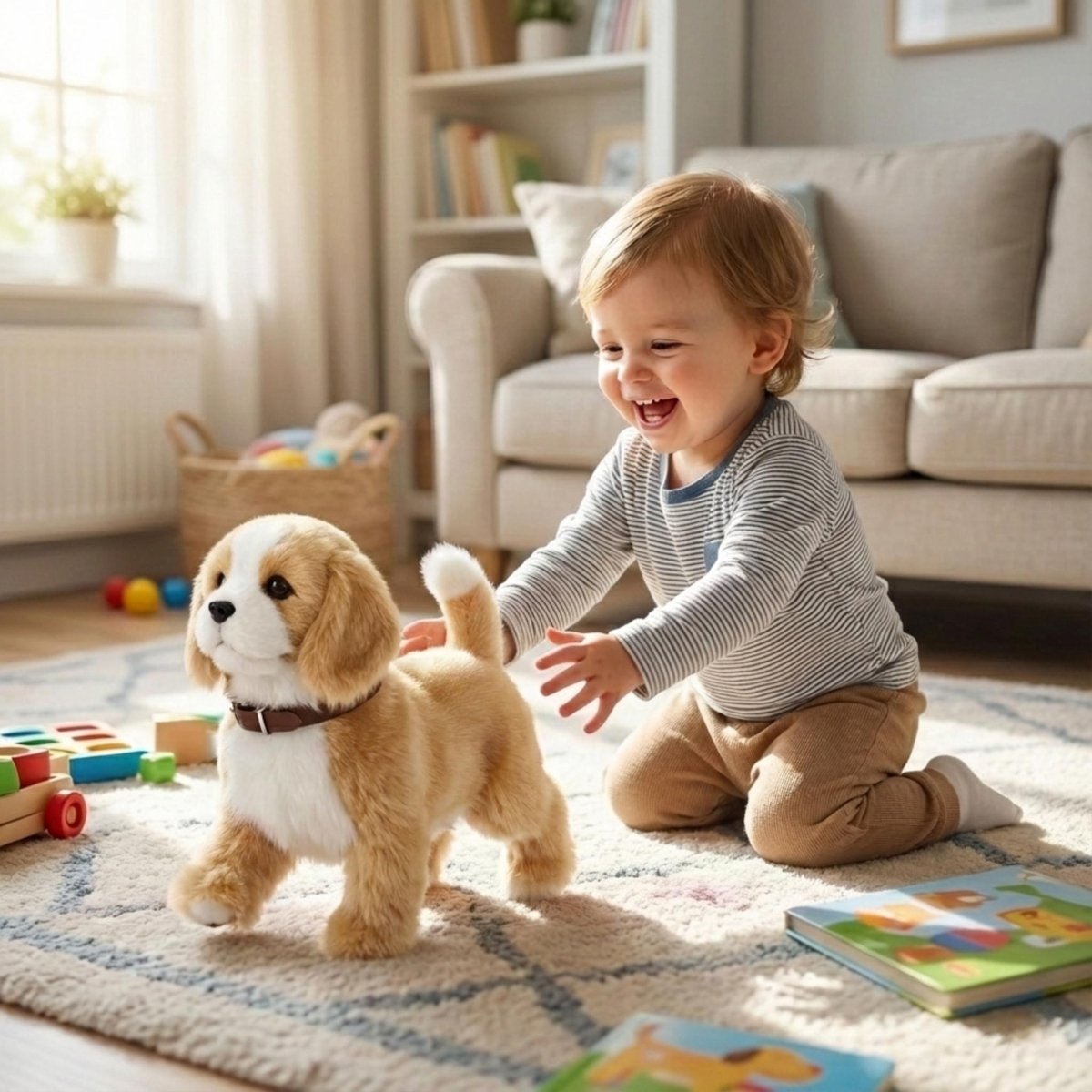 Realistic Beagle Puppy Toy – Interactive Walking, Barking & Wagging Electronic Pet