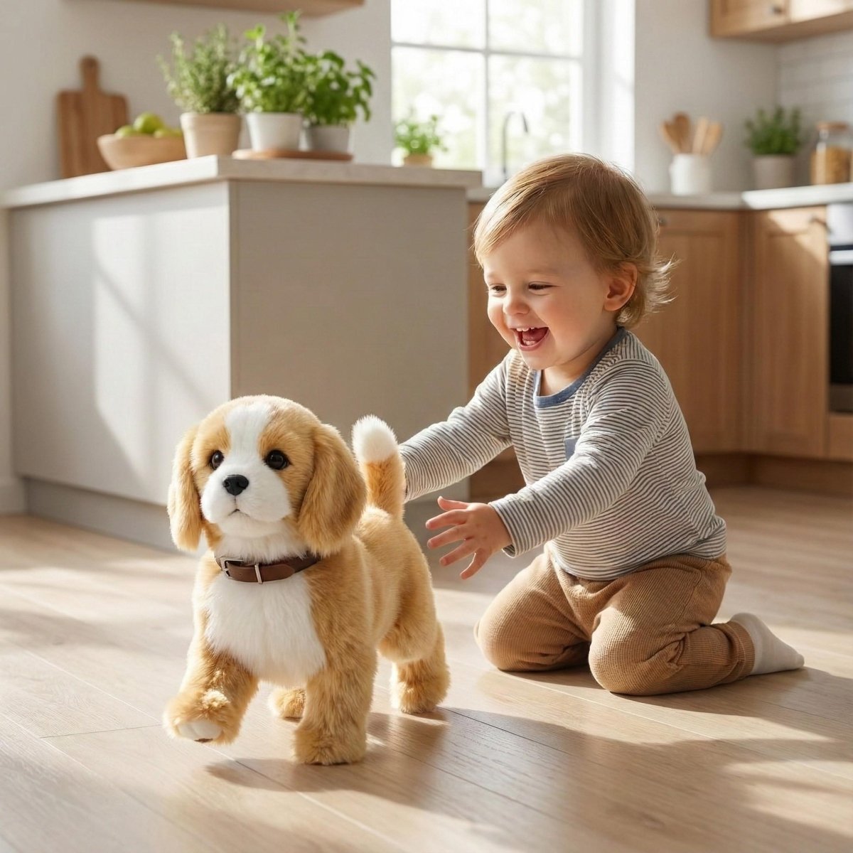 Realistic Beagle Puppy Toy – Interactive Walking, Barking & Wagging Electronic Pet