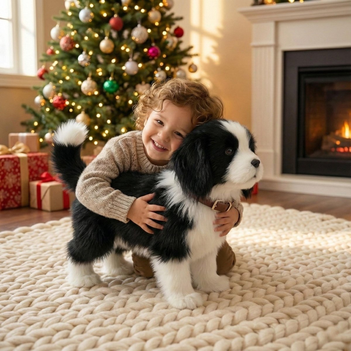 Interactive Realistic Border Collie Robot Puppy – Lifelike Walking, Barking & Sitting Electronic Dog Toy