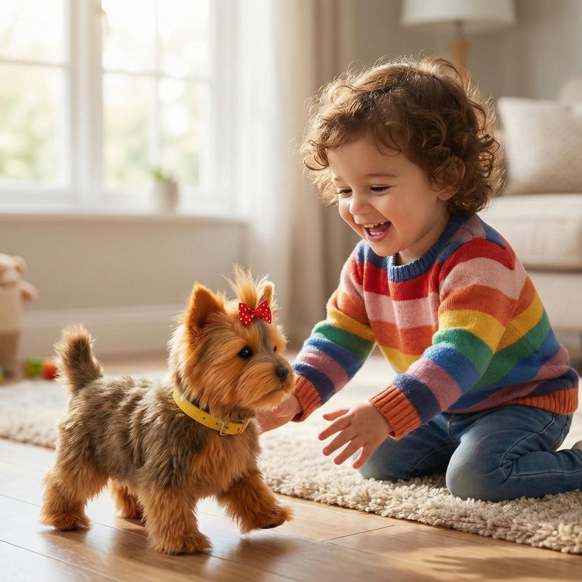 Realistic Interactive Yorkshire Terrier Robot Puppy – Walking & Barking Electronic Pet Toy