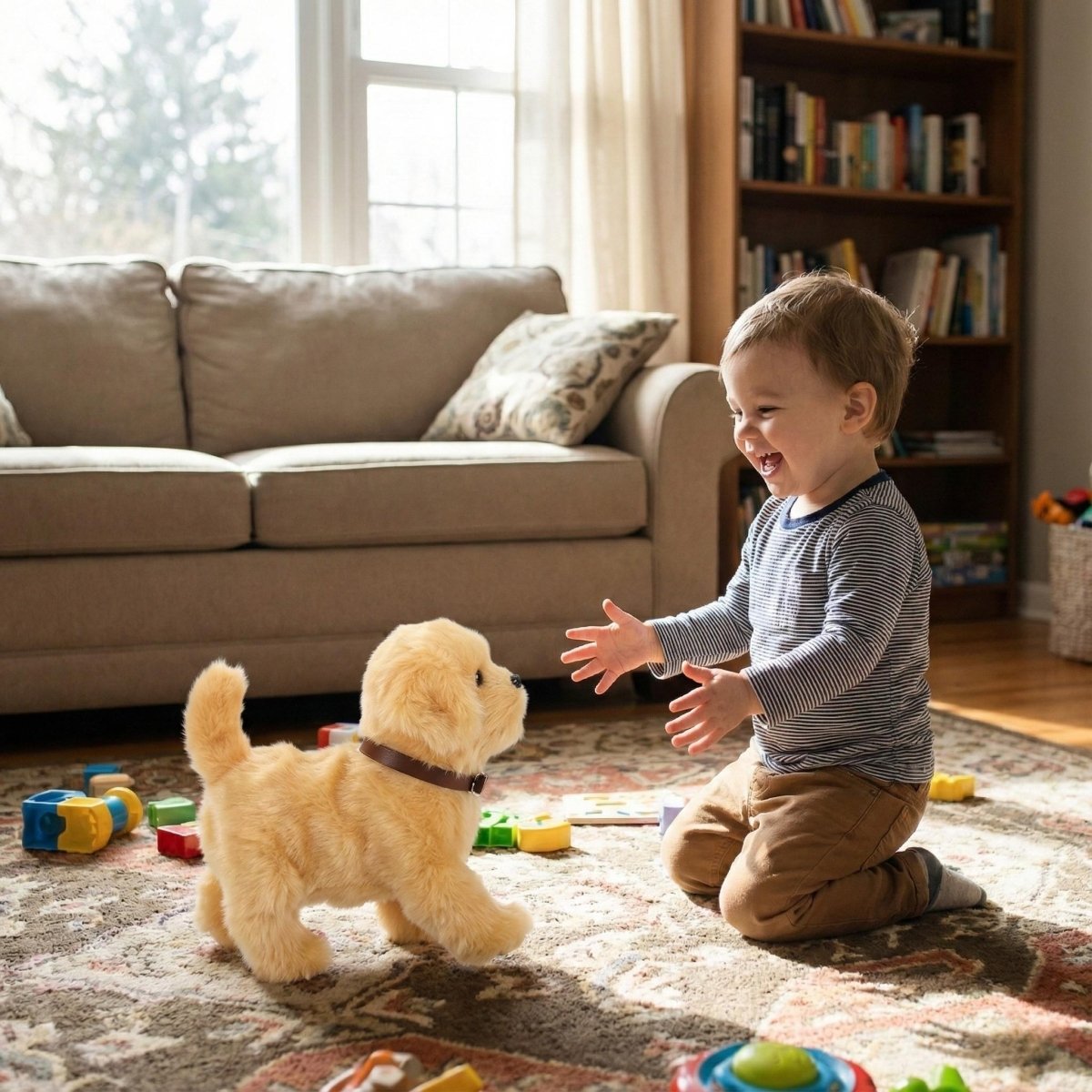 Interactive Electronic Plush Gold Retriever Puppy  – Realistic Toy Puppy Gift for Kids 3+