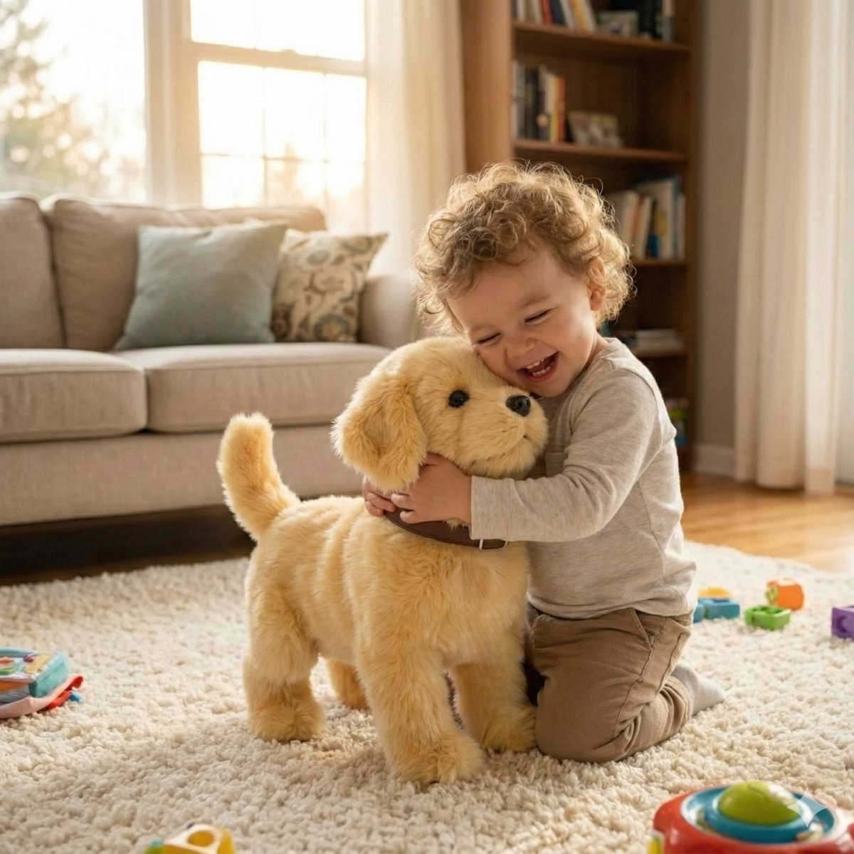 Interactive Electronic Plush Gold Retriever Puppy  – Realistic Toy Puppy Gift for Kids 3+