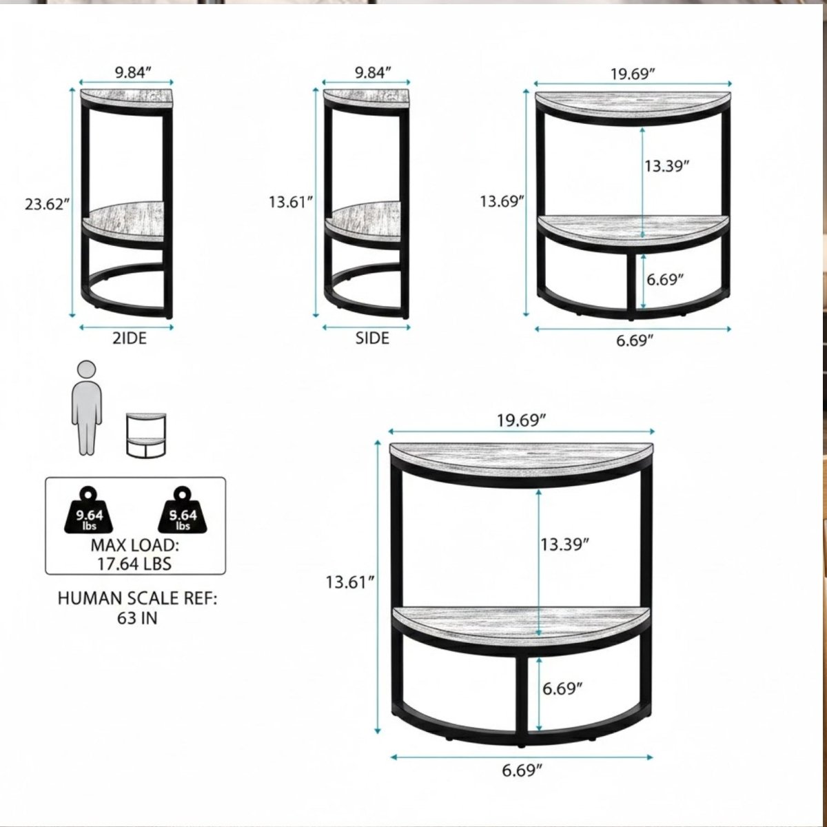 The Luna Console | Industrial Half-Moon Accent Table