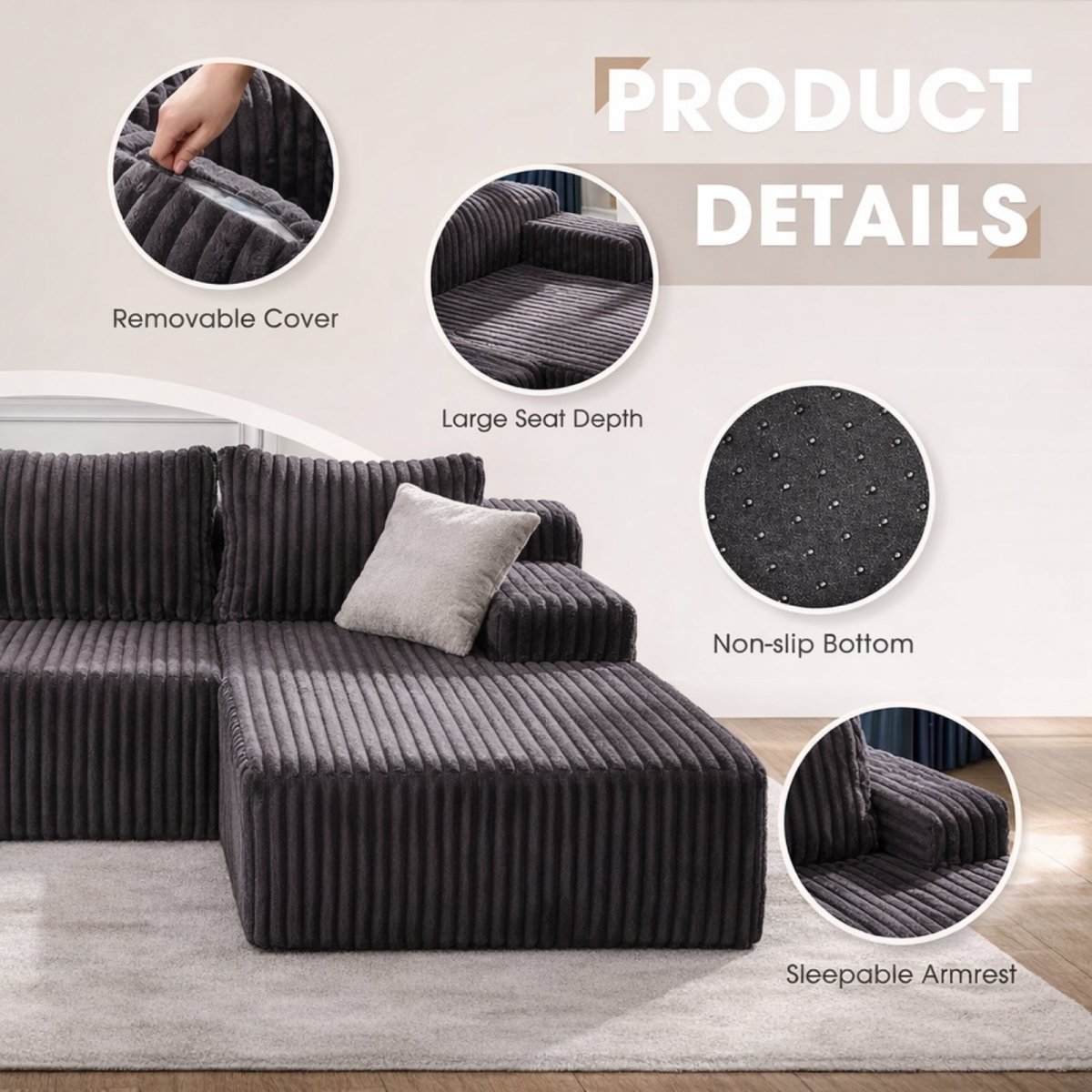 The Altitude Modular | Deep-Seat Cloud Sectional &amp; Ottoman