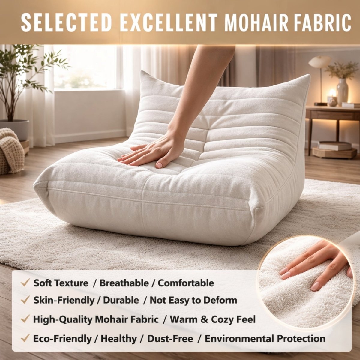 The Dune Low-Profile Lounge | Tufted Mohair Floor Sofa