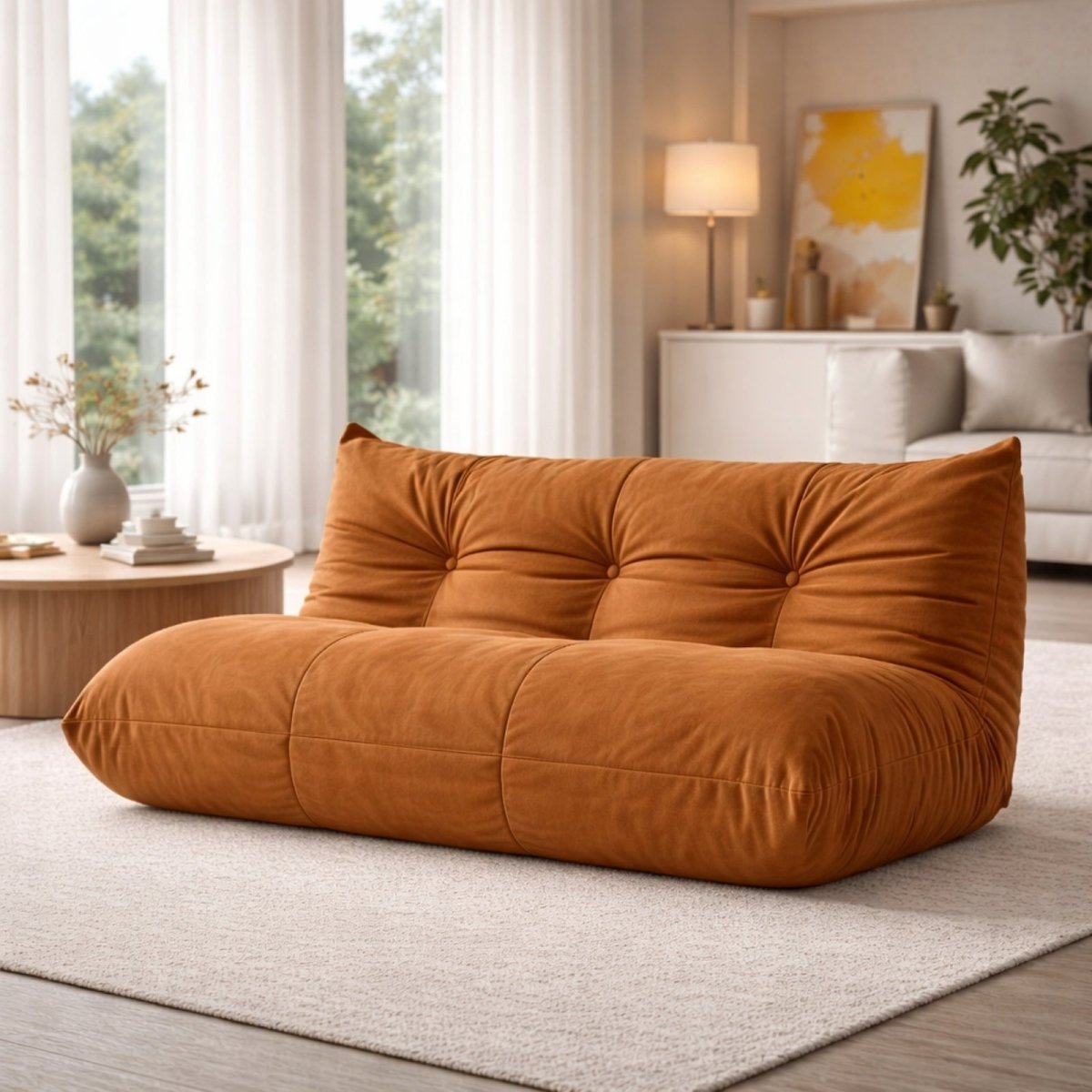 The Dune Low-Profile Lounge | Tufted Mohair Floor Sofa