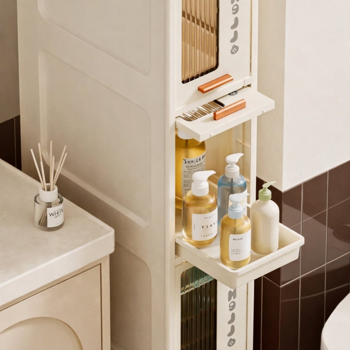 The Serenity Gap Console | Minimalist Rolling Slim Storage Cabinet