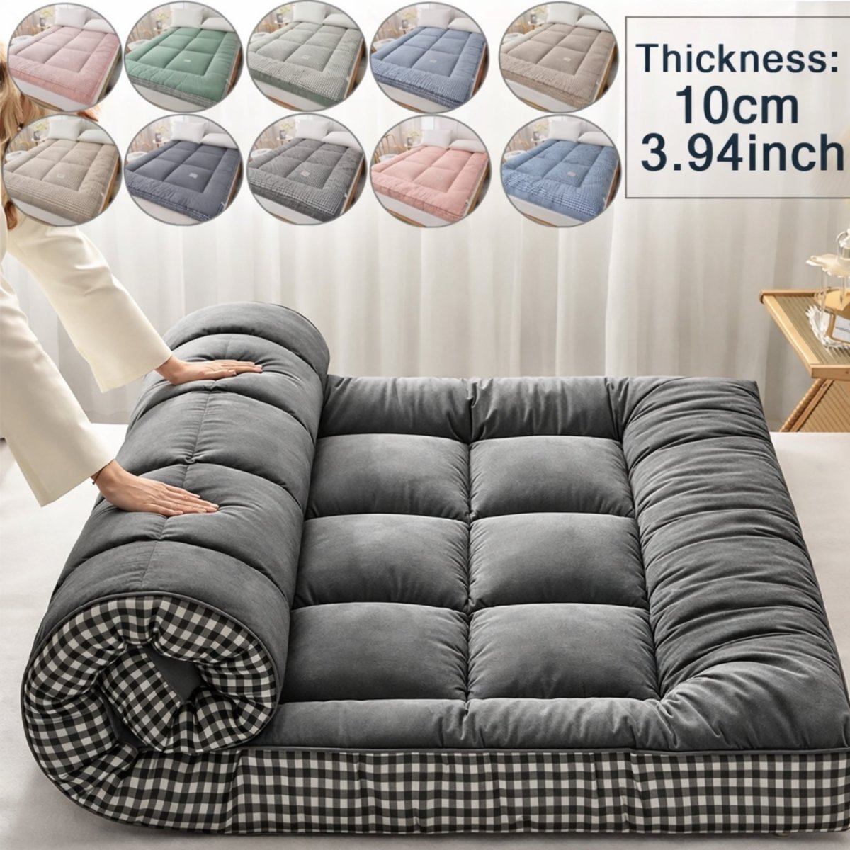 The Haven Floor Bed | 4-Inch Plush Quilted Roll-Up Futon