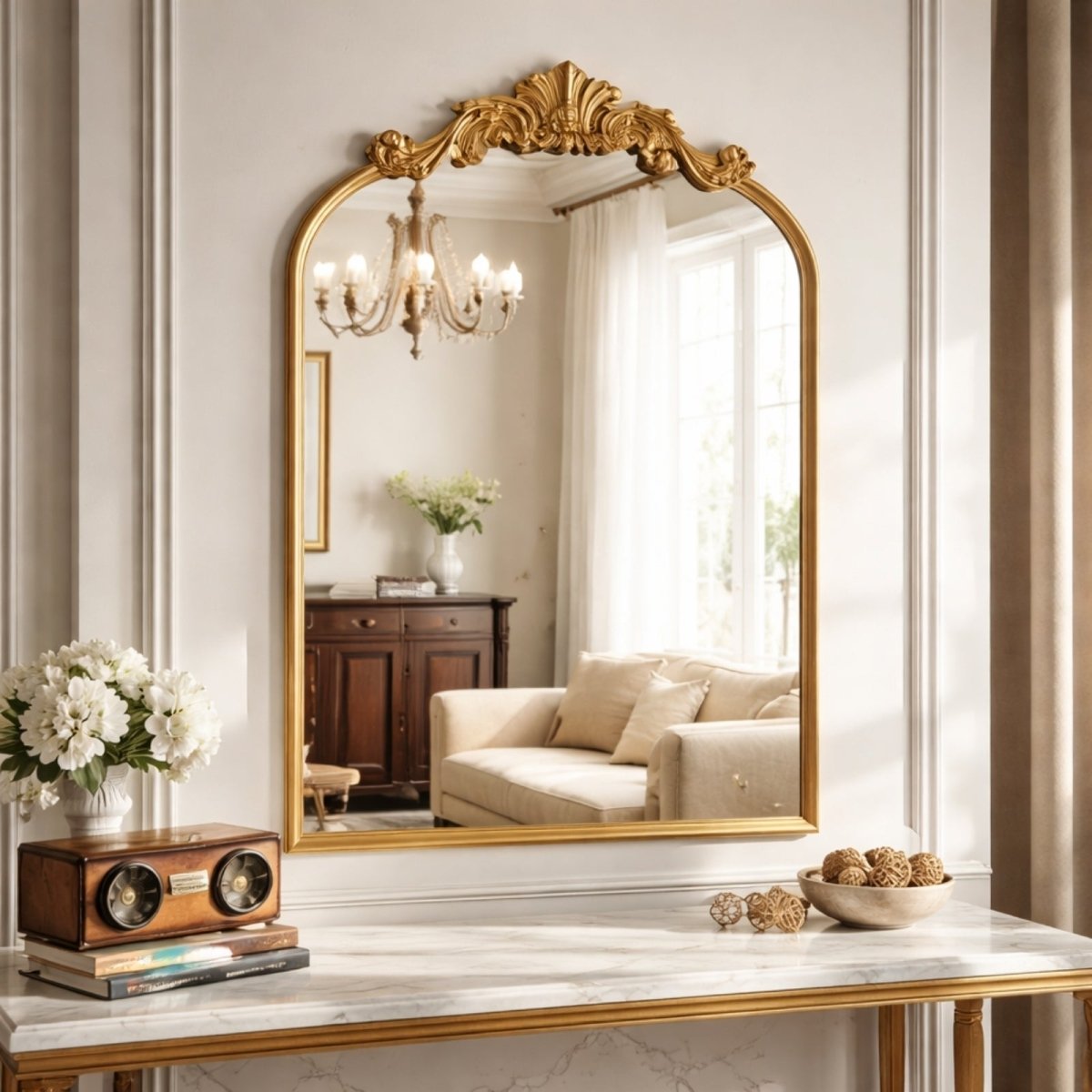 The Aveline Estate Mirror | Vintage-Baroque Arched Statement
