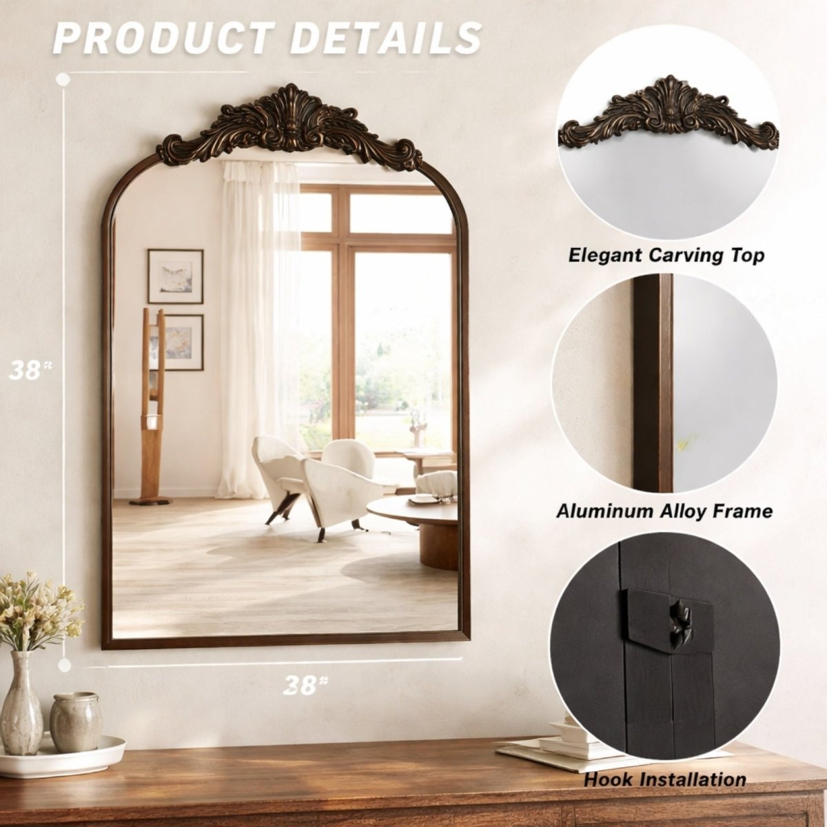 The Aveline Estate Mirror | Vintage-Baroque Arched Statement