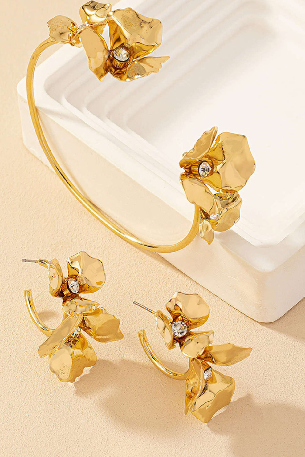 Melisa Petal Earrings And Open Bangle