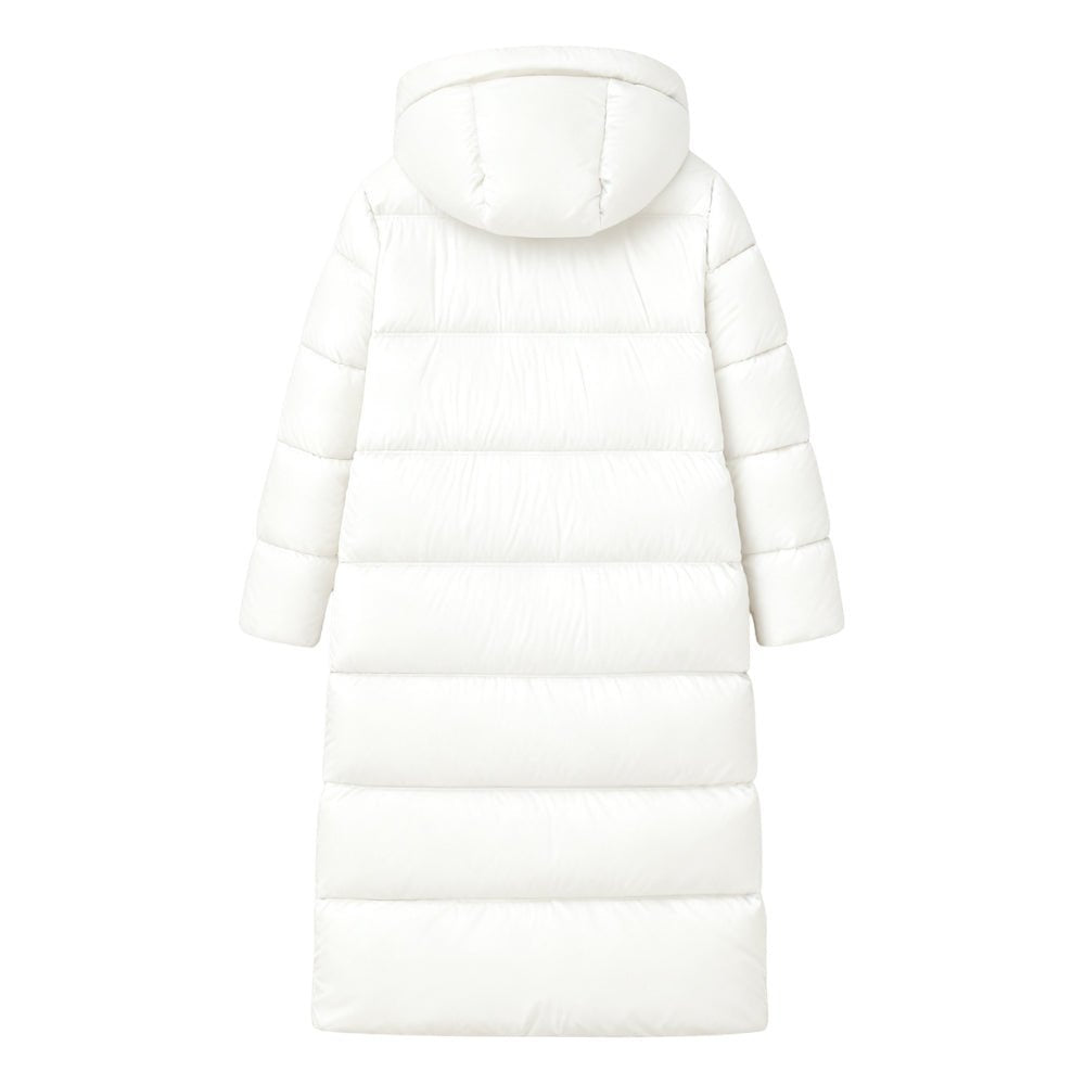 quilted outerwear," "thermal insulation," "cold weather essential," "winter parka," and "elegant down coat