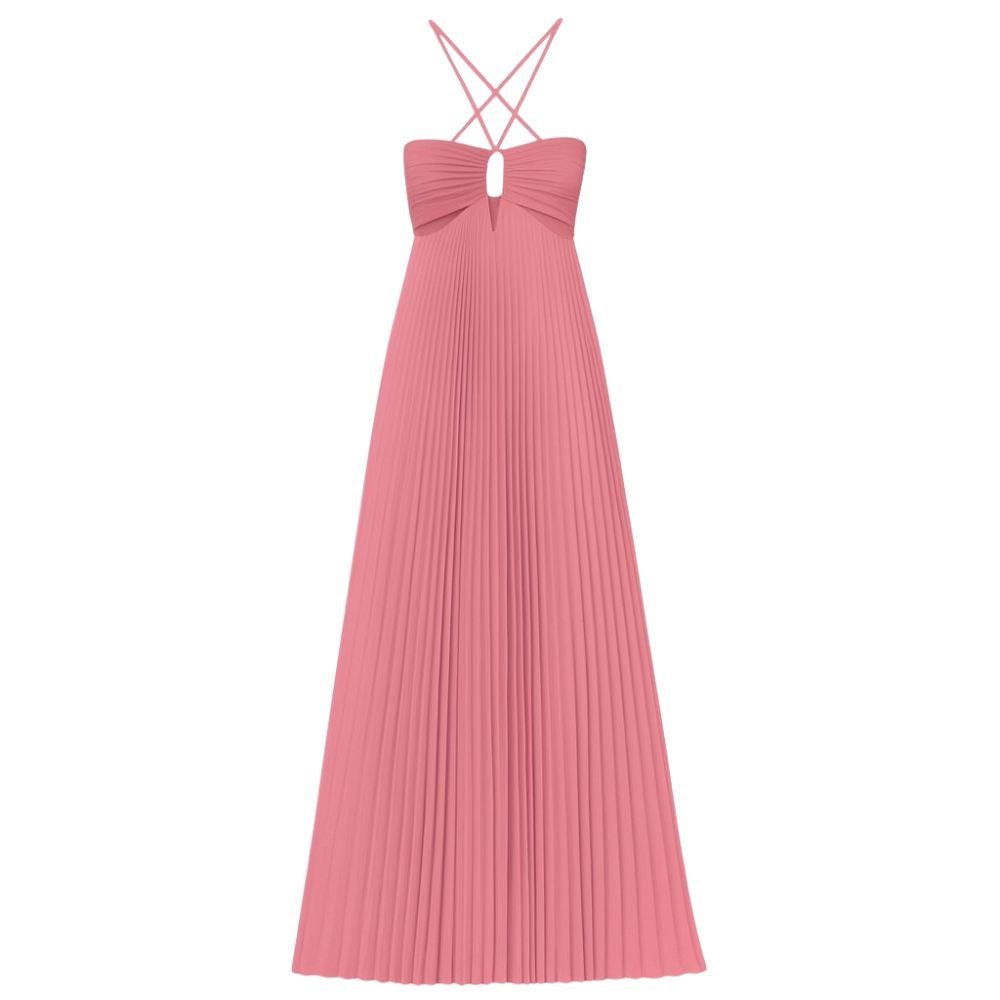Kouvr Pleated Halter Maxi Dress Back View