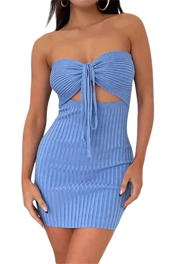 bandeau dress,body-hugging,sculpting fit, cerulean blue, and cocktail attire