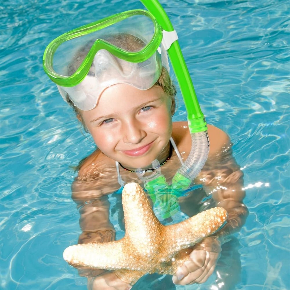 anti-leak," "panoramic view," "ocean exploration," "pool swimming," "beach vacation essential," "comfortable fit," and "easy breathing