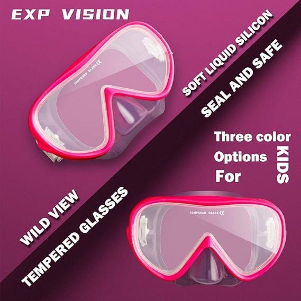anti-leak," "panoramic view," "ocean exploration," "pool swimming," "beach vacation essential," "comfortable fit," and "easy breathing