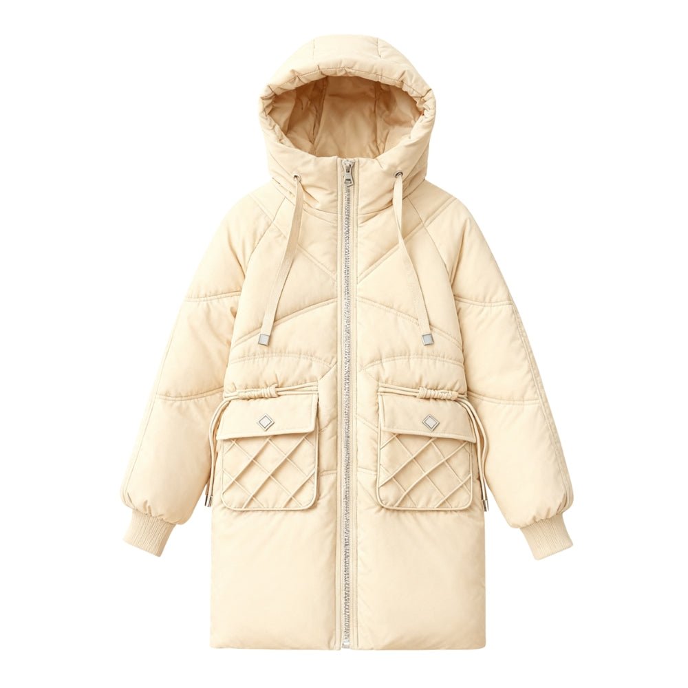 cold-weather essential," "thermal performance," "weather-resistant," "urban exploration," "chic outerwear," and "investment piece